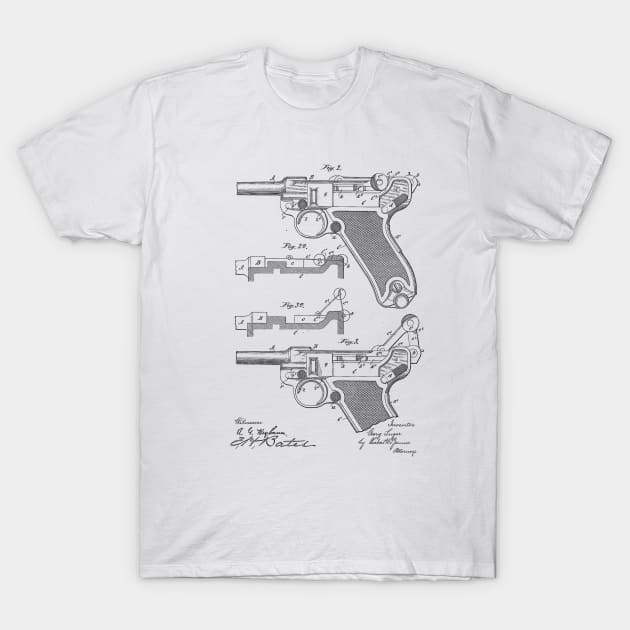 Gun Design Vintage Patent Hand Drawing T-Shirt by TheYoungDesigns